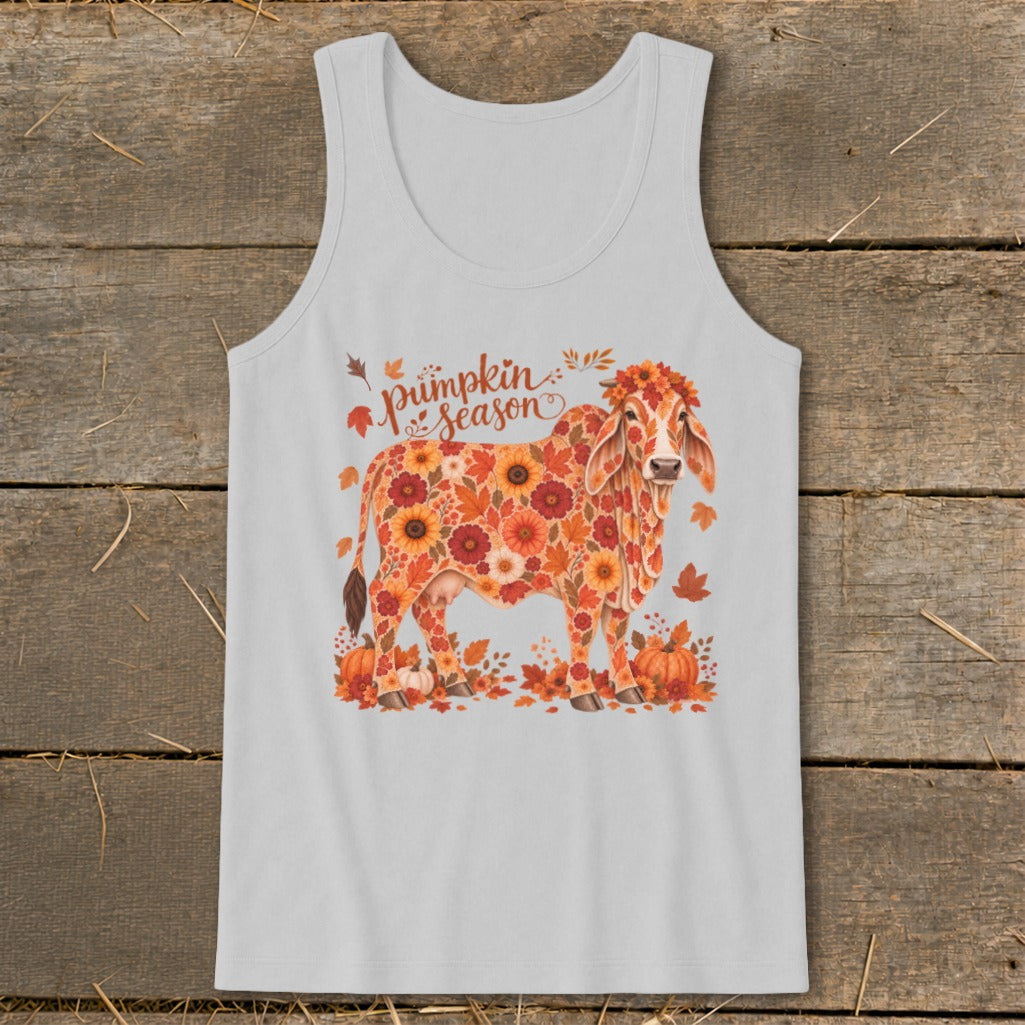 Fall Floral Brahman Cow Tank Top