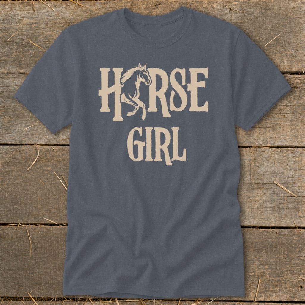 Grey t-shirt with "HORSE GIRL" text and horse graphic.