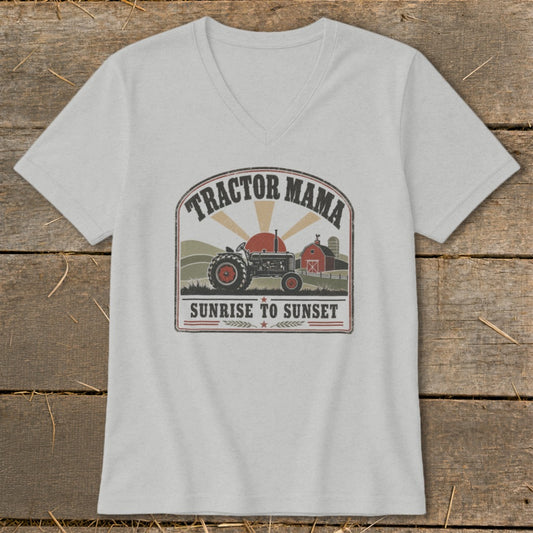 Tractor Mama design with tractor, barn, and sunrise text "Sunrise to Sunset".
