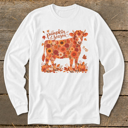 Fall Floral Cow Long Sleeve Tee