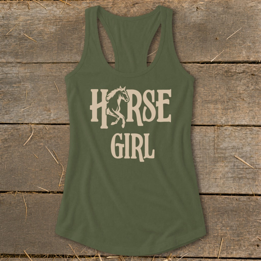 Green tank top with "Horse Girl" text and a horse graphic.