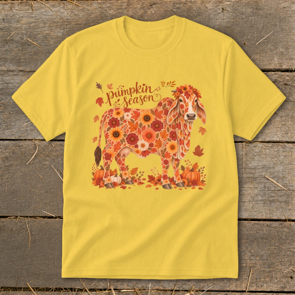 Fall Floral Brahman Cow Youth Tee