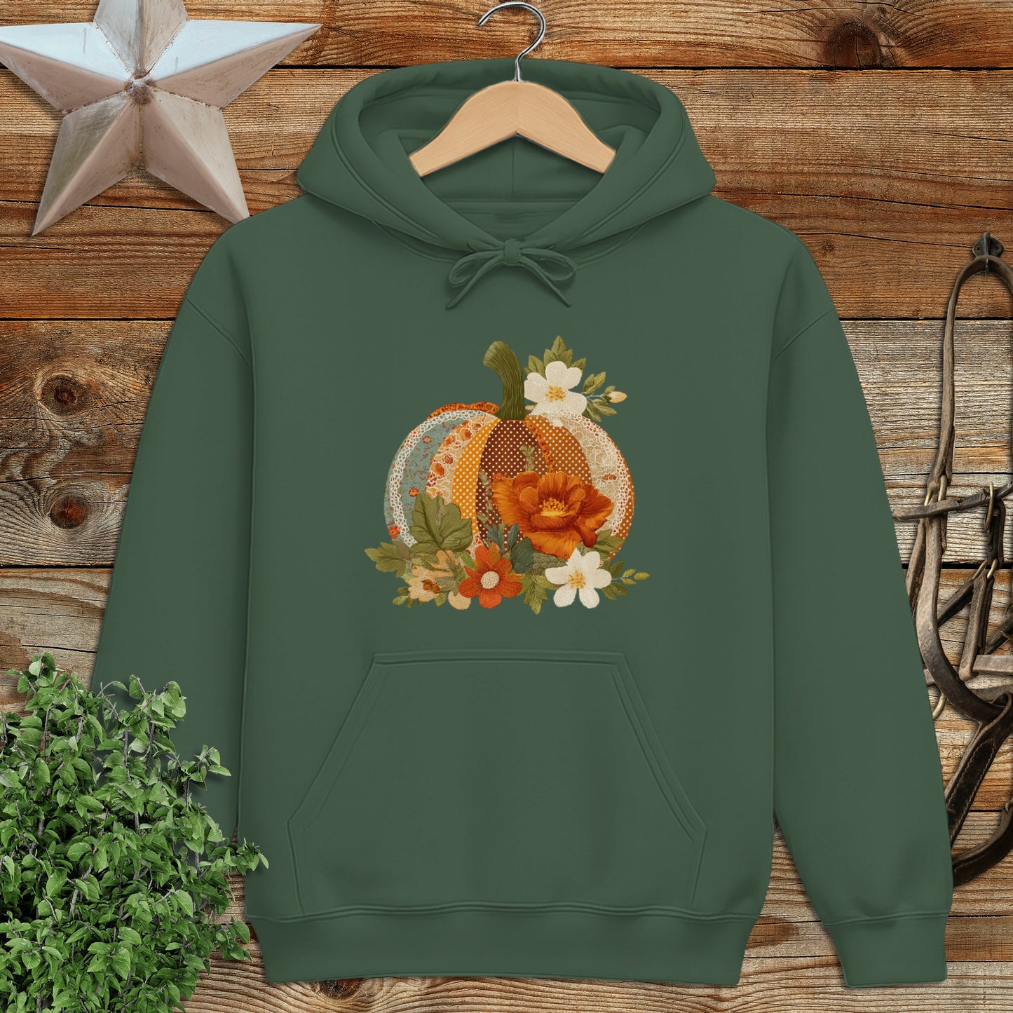 Floral Pumpkin Design Green Hoodie product