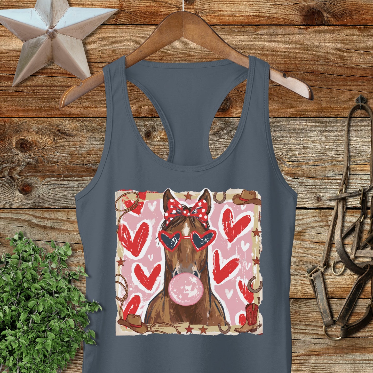 Whimsical Valentine - Horse Racerback Tank