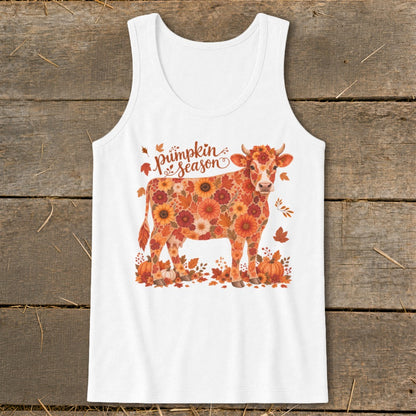 Fall Floral Cow Tank Top