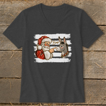 Santa boops a donkey on the nose with the word "Boop" above them.