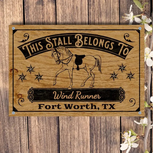 Custom Barn Sign 4 hole aluminum signage Horizontal / n/a / 8in x 12in Personalized Stall Belongs To - Stall Sign
