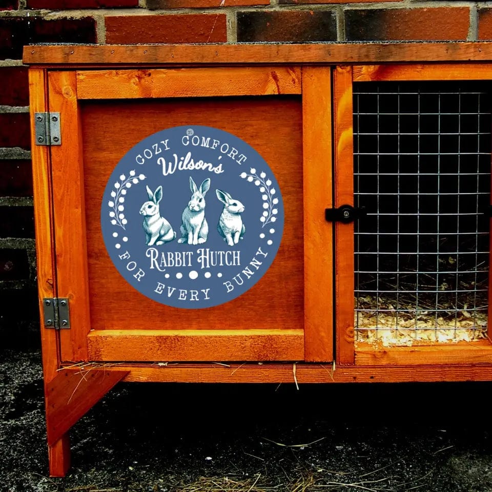 Custom Design 12" round tinplate / n/a / 12in x 12in Personalized Cozy Comfort - Rabbit Hutch Sign