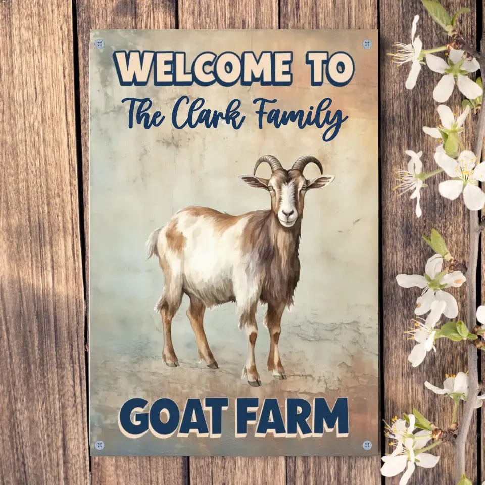 Custom Design 4 hole aluminum signage Vertical / n/a / 16in x 12in Personalized Welcome to My Goat Farm Sign