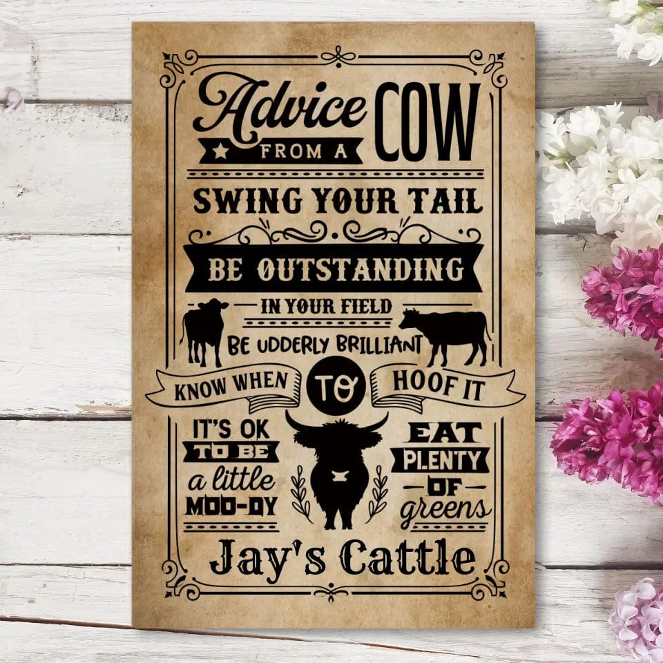 Custom Design Canvas Gallery Wraps / default / 12" x 18" Custom Advice from a Cow Canvas Wall Art