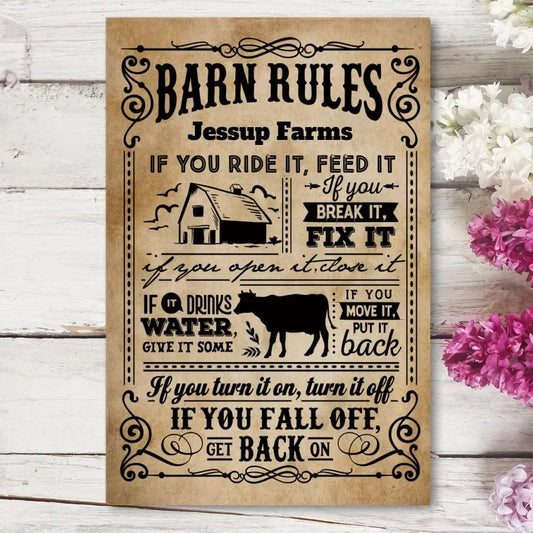 Custom Design Canvas Gallery Wraps / default / 12" x 18" Custom Barn Rules Canvas Wall Art