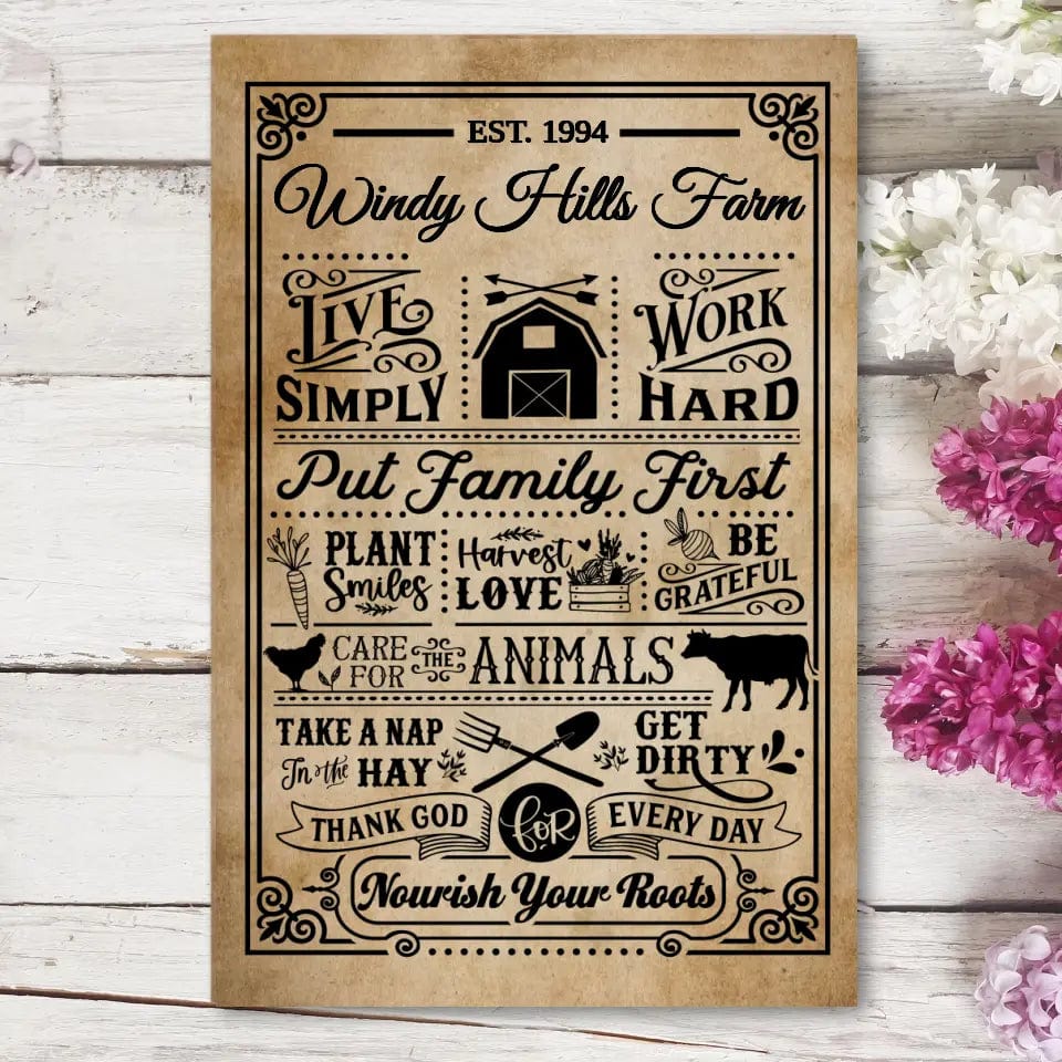 Custom Design Canvas Gallery Wraps / default / 12" x 18" Custom Farmhouse Rules Canvas Wall Art