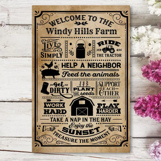 Custom Design Canvas Gallery Wraps / default / 12" x 18" Custom Welcome to the Farm Canvas Wall Art