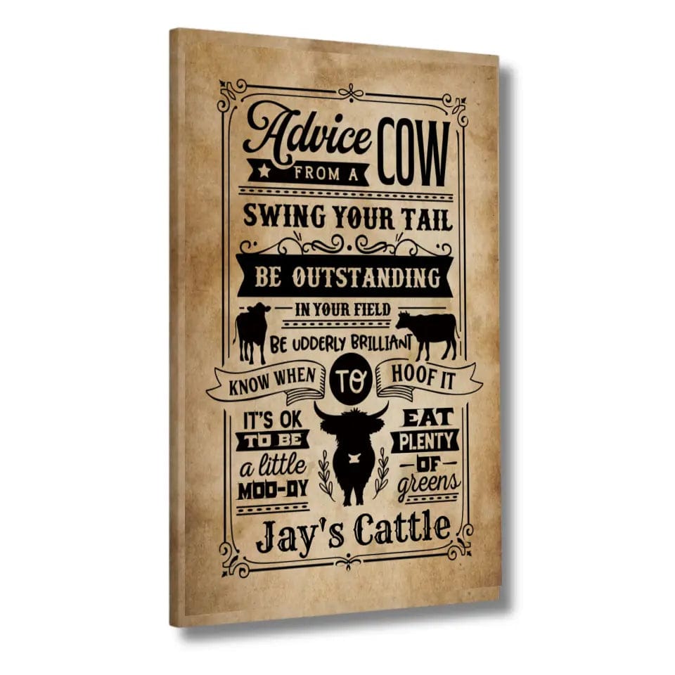 Custom Design Custom Advice from a Cow Canvas Wall Art