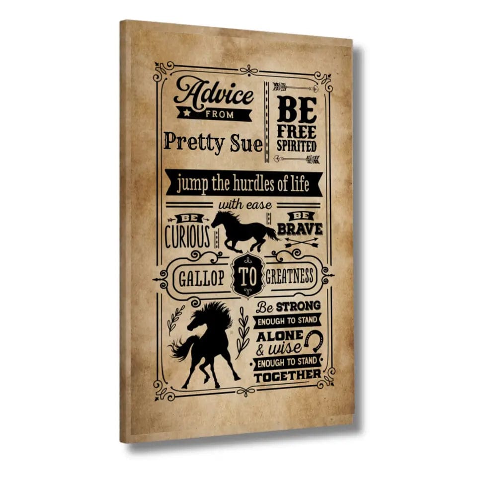 Custom Design Custom Advice from My Horse Canvas Wall Art