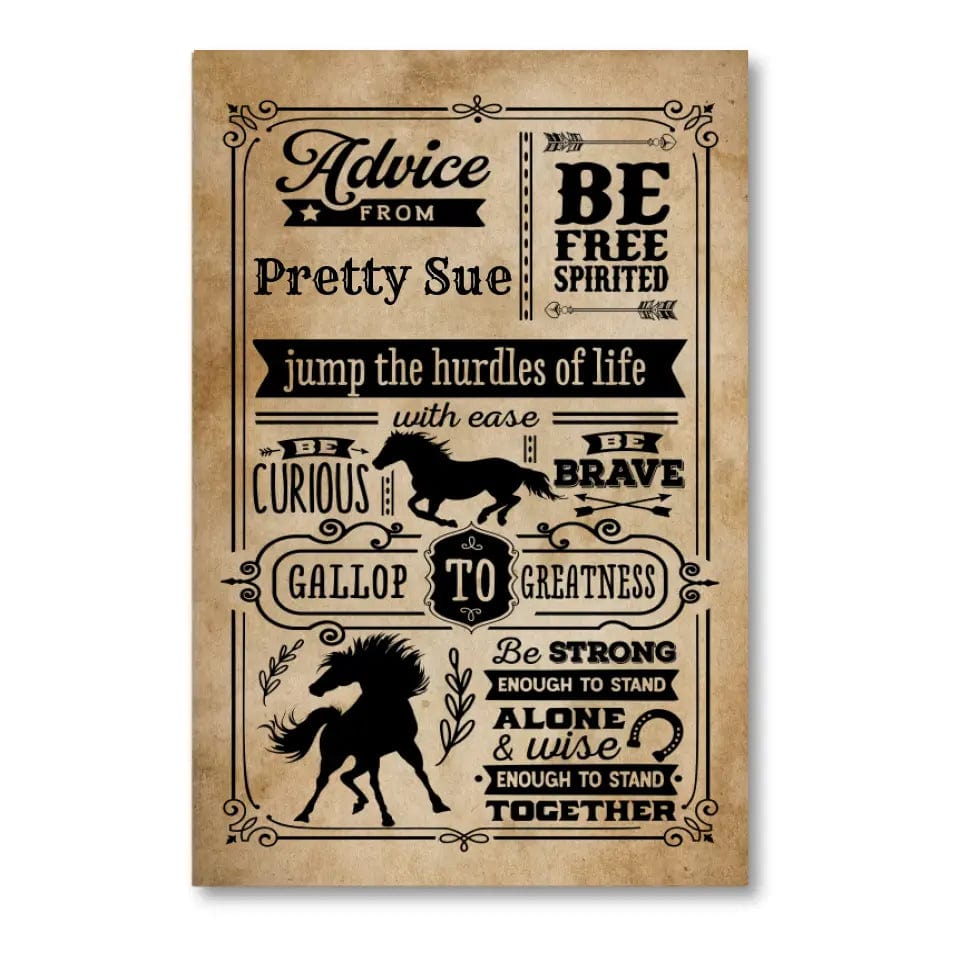 Custom Design Custom Advice from My Horse Canvas Wall Art