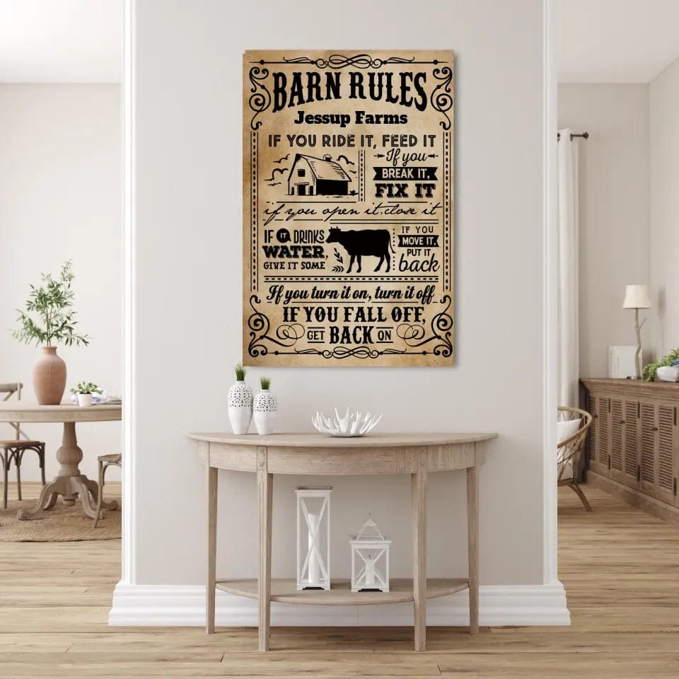 Custom Design Custom Barn Rules Canvas Wall Art