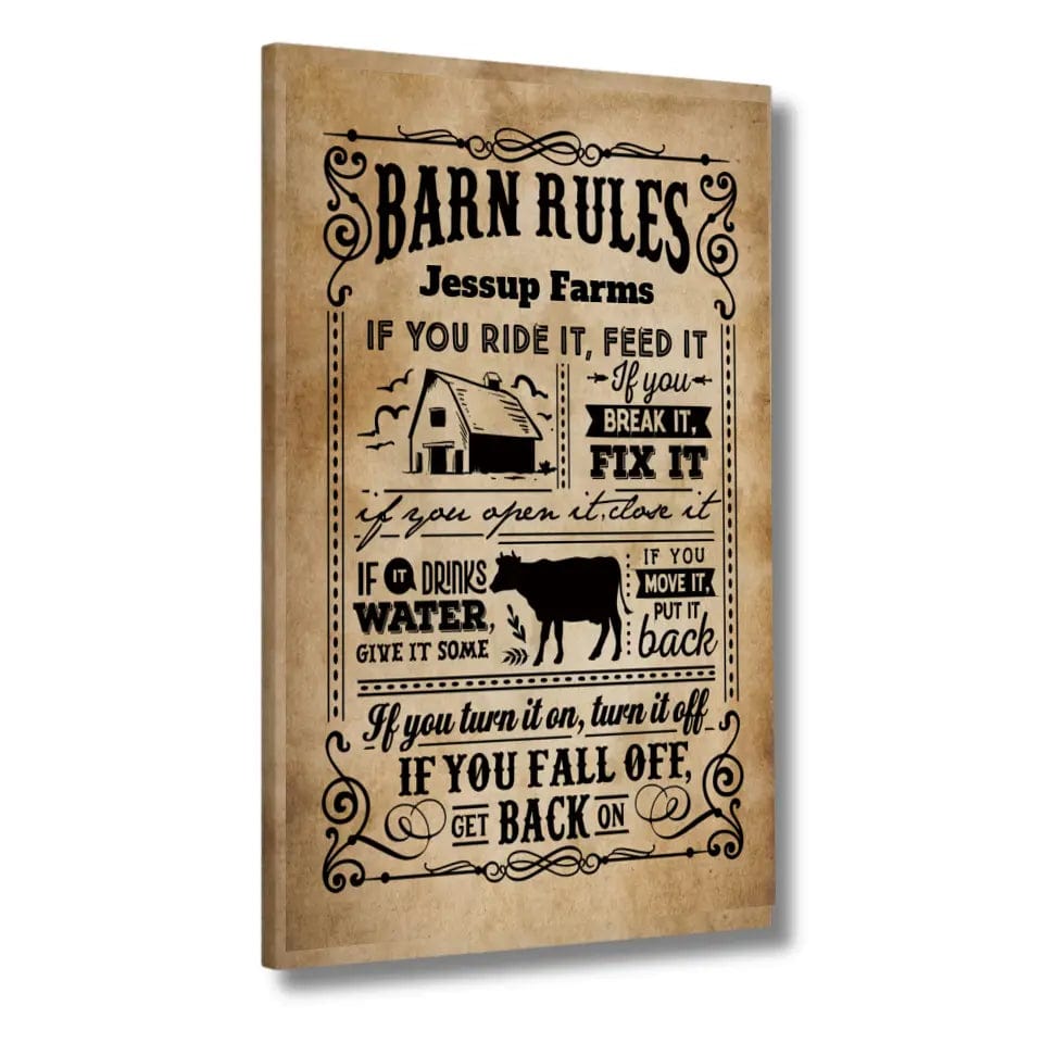 Custom Design Custom Barn Rules Canvas Wall Art