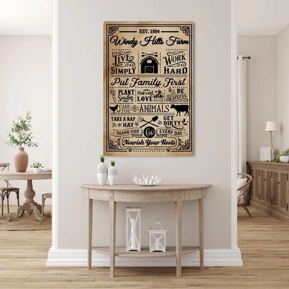 Custom Design Custom Farmhouse Rules Canvas Wall Art