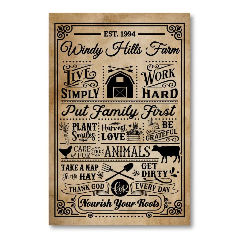 Custom Design Custom Farmhouse Rules Canvas Wall Art