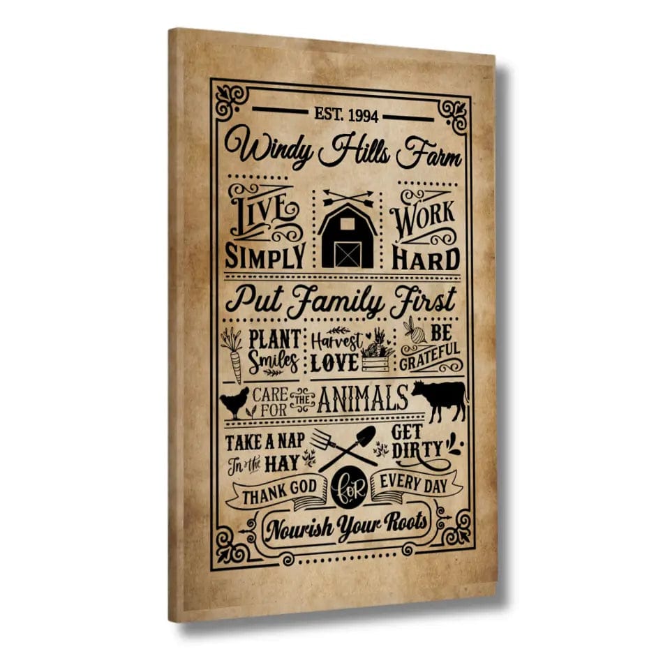 Custom Design Custom Farmhouse Rules Canvas Wall Art