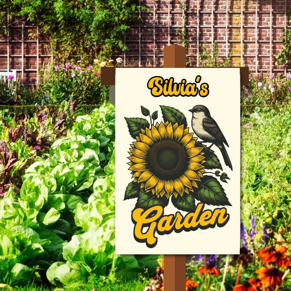 Custom Design Custom Sunflower with Bird Garden Sign