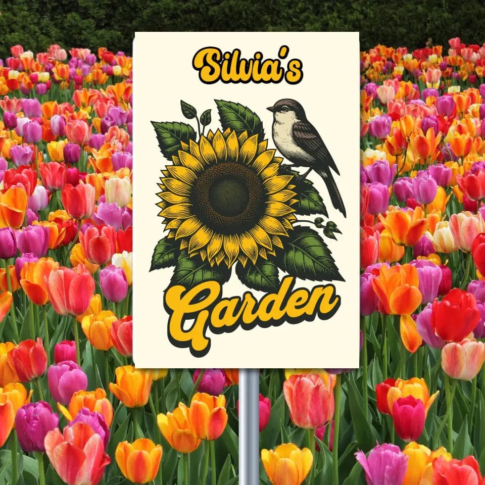 Custom Design Custom Sunflower with Bird Garden Sign