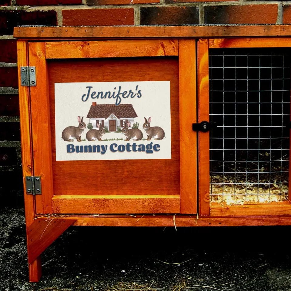 Custom Design Personalized Bunny Cottage - Rabbit Hutch Sign