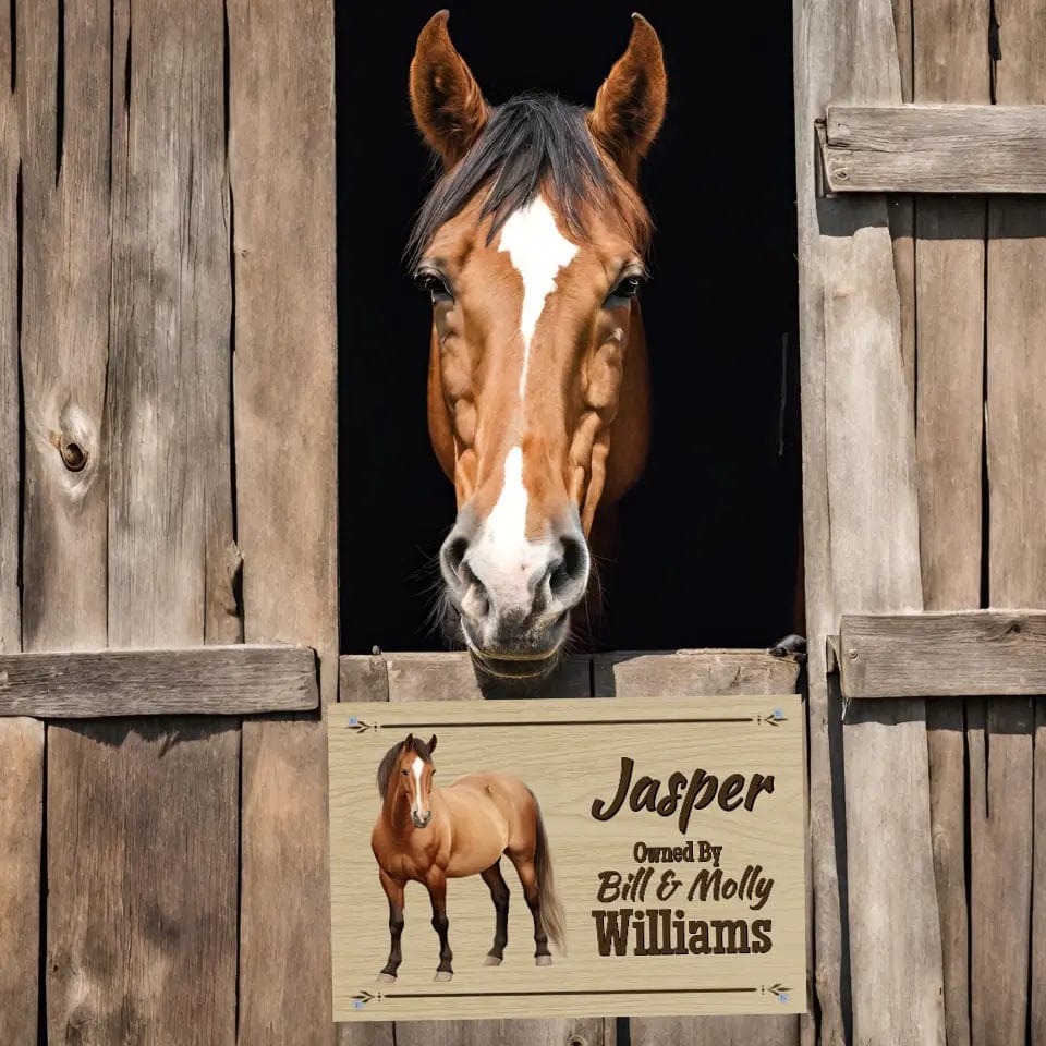 Custom Design Personalized Horse with Owner - Stall Sign