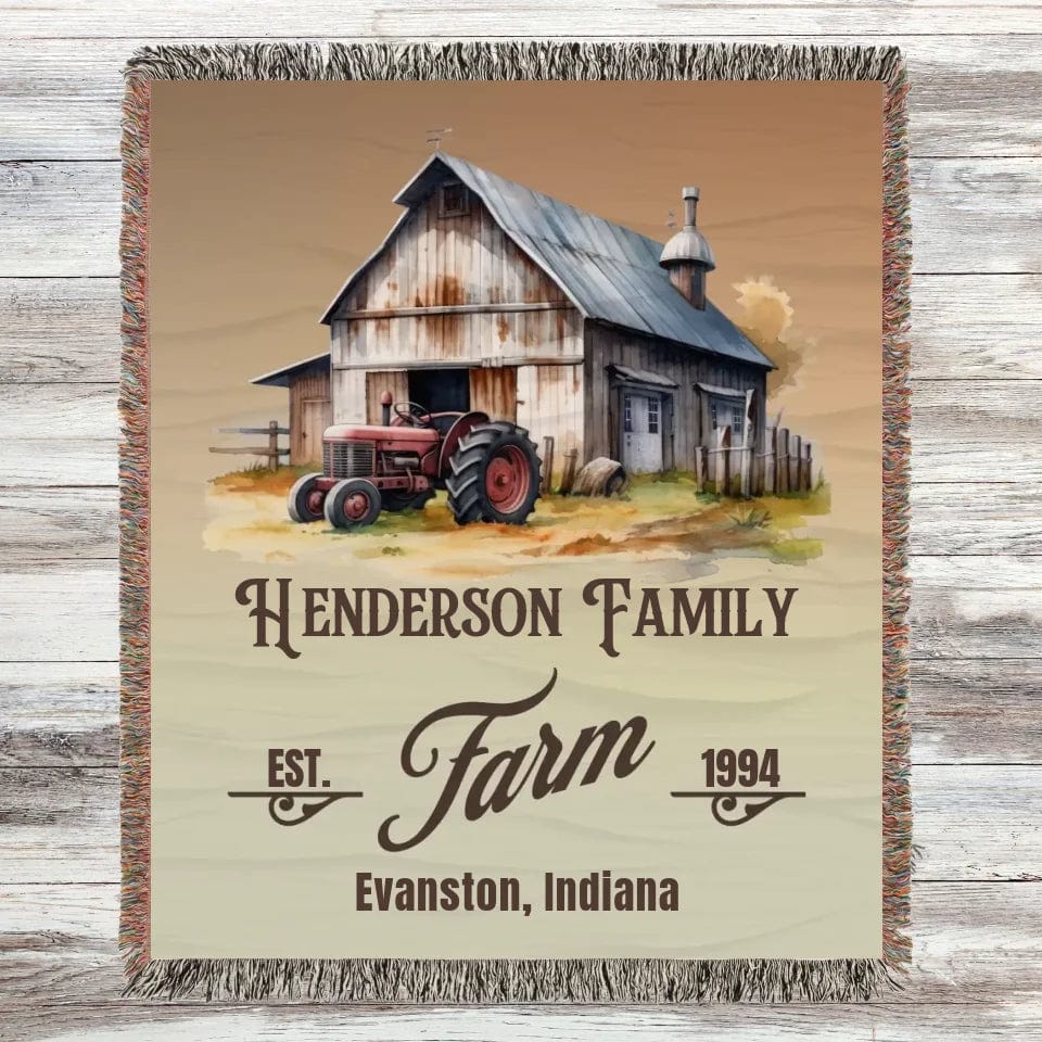 Custom Woven Blanket Woven Blanket / 50" × 60" Custom Family Farm Woven Blanket