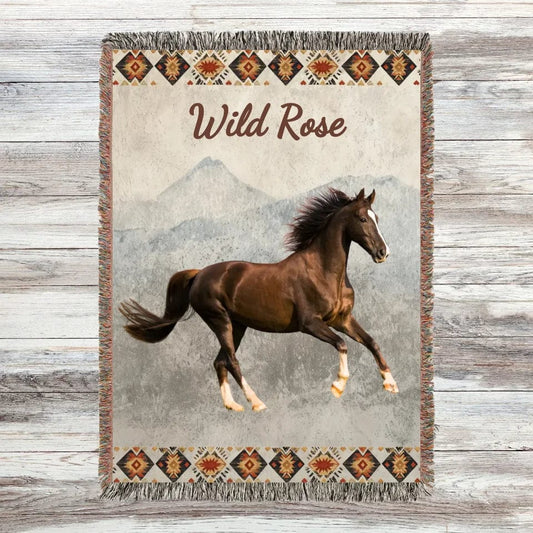 Custom Woven Blanket Woven Blanket / Default / Photo / 37'' × 52'' Custom Horse Photo Woven Blanket