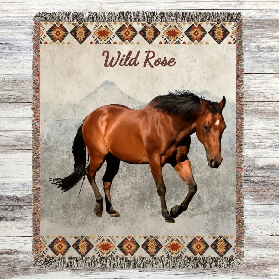 Custom Woven Blanket Woven Blanket / Default / Photo / 50" × 60" Custom Horse Photo Woven Blanket