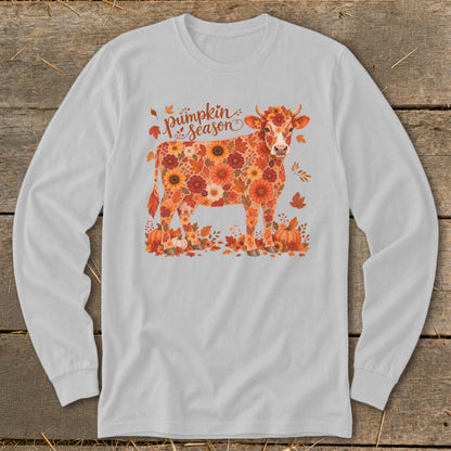 Fall Floral Cow Long Sleeve Tee