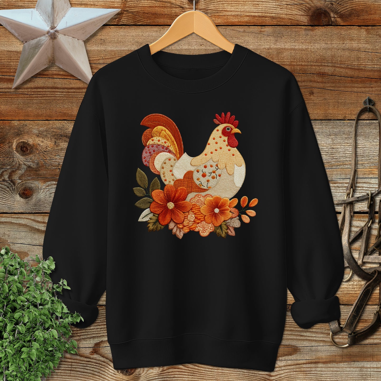 Colorful Rooster with Flowers Design Sweatshirt product type