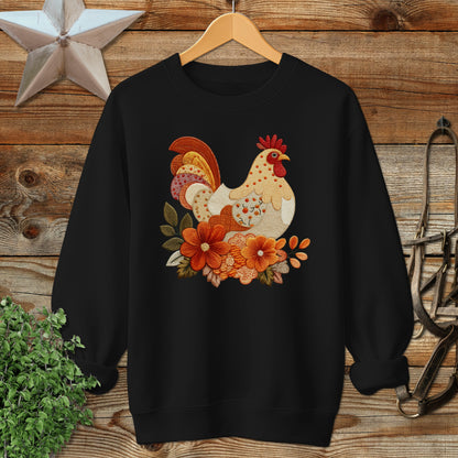 Colorful Rooster with Flowers Design Sweatshirt product type
