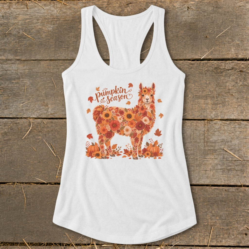 Fall Floral Llama Racerback Tank