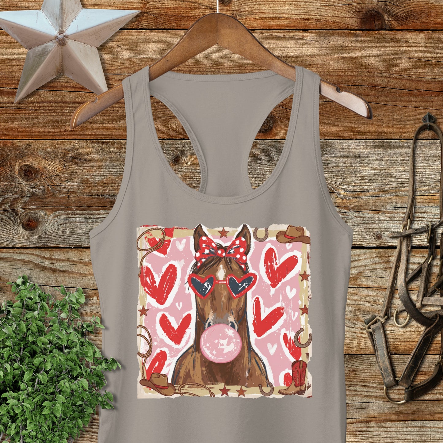 Whimsical Valentine - Horse Racerback Tank