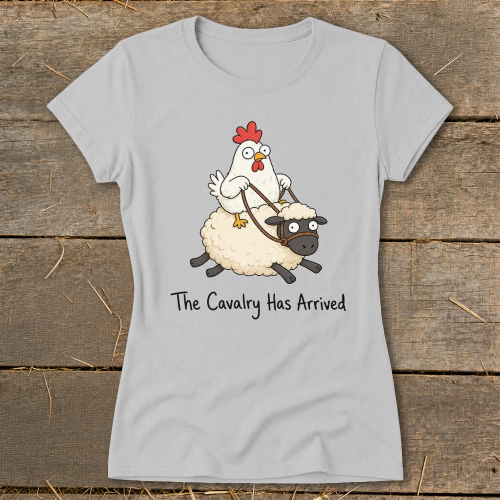 Chicken riding a sheep with text "The Cavalry Has Arrived".