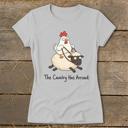 Chicken riding a sheep with text "The Cavalry Has Arrived".