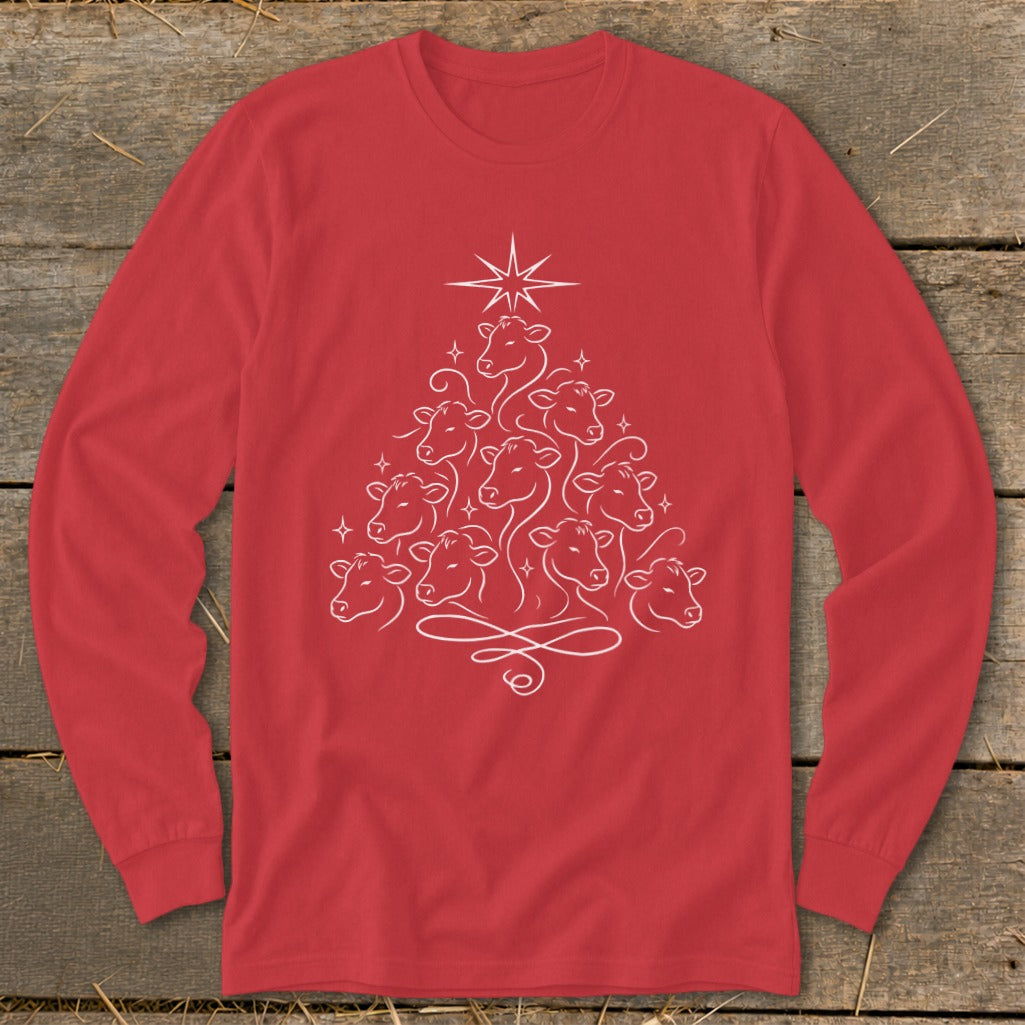 Elegant Cow Tree Long Sleeve Tee