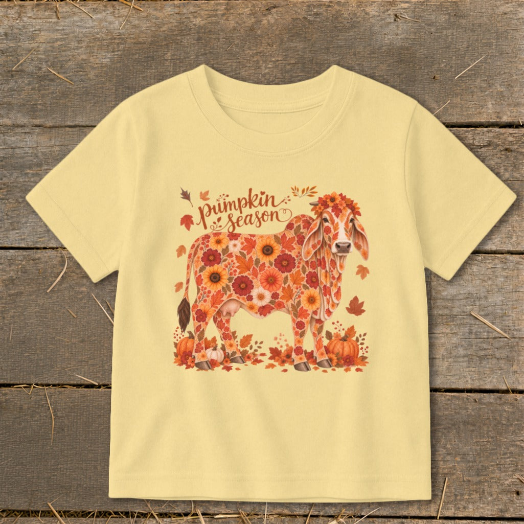 Fall Floral Brahman Cow Toddler Tee