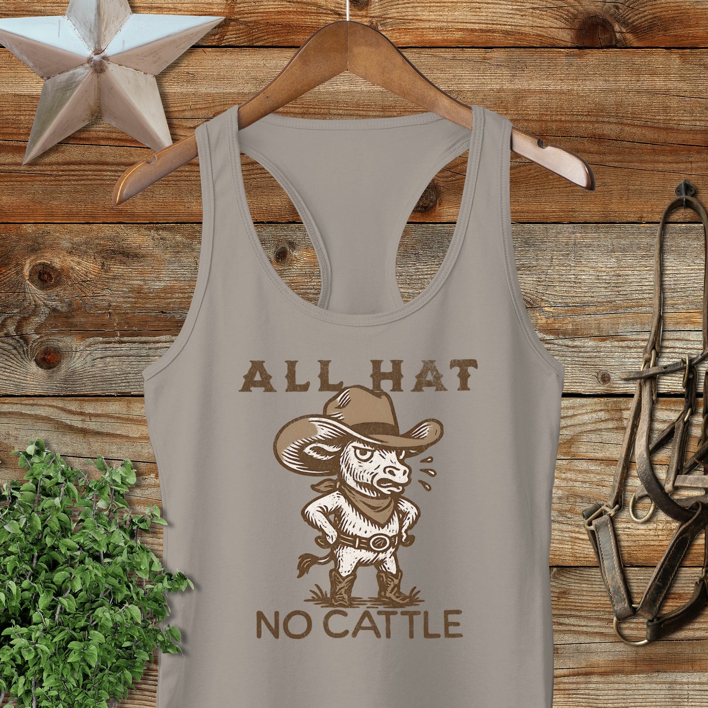 Funny All Hat No Cattle Graphic Tank Top