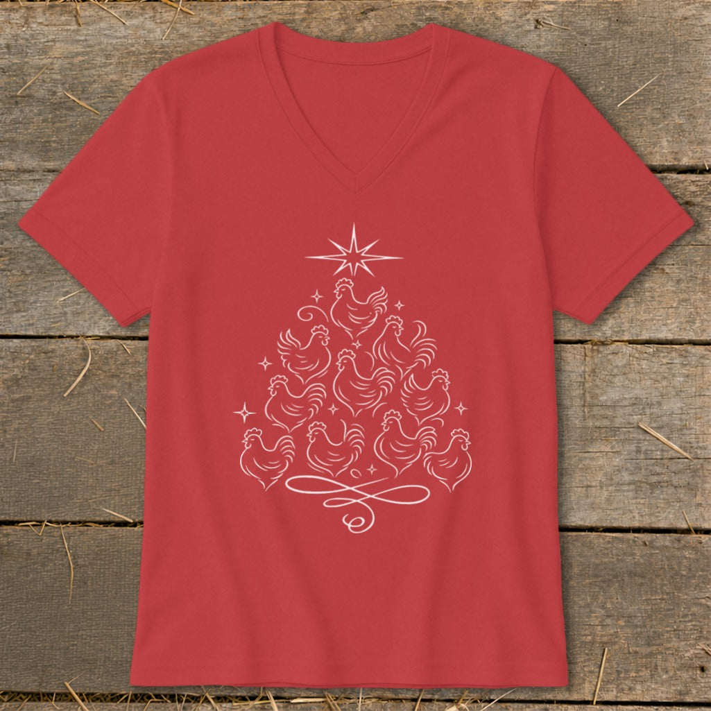 Elegant Chicken Tree V-neck