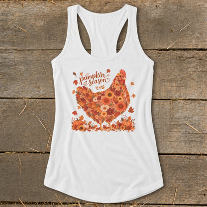 Fall Floral Chicken Racerback Tank