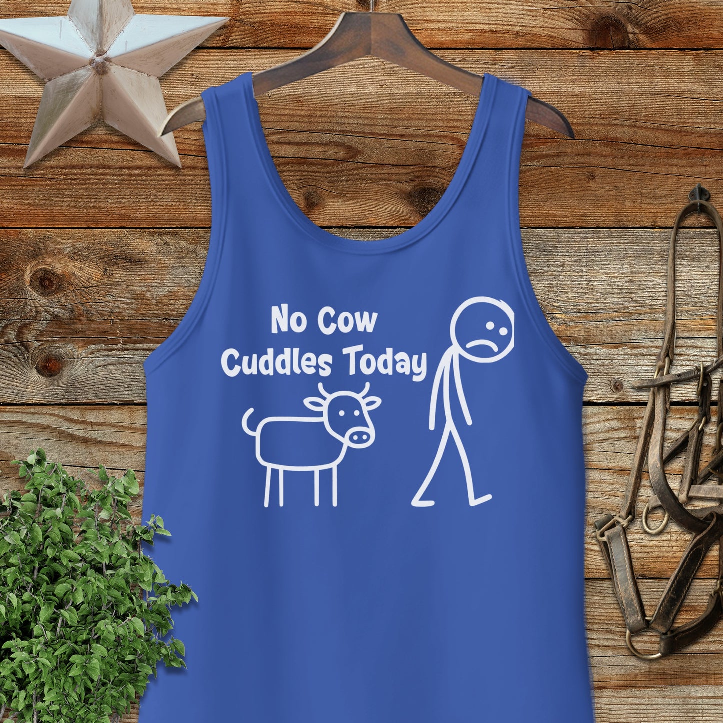 No Cow Cuddles Today Funny Stick Figure Tank Top