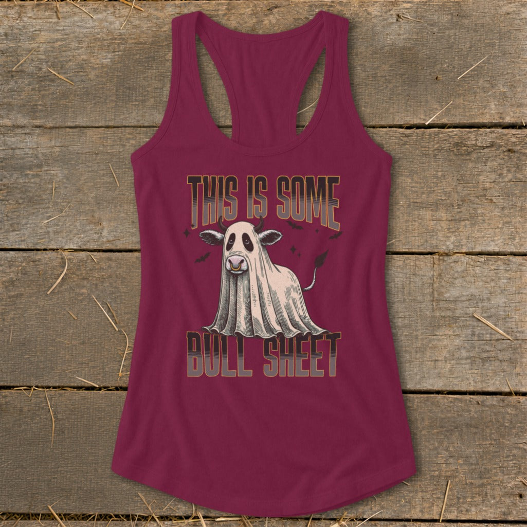 Ghost cow wearing a ring and saying "This is some bull sheet."