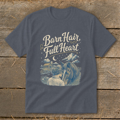 Barn Hair, Full Heart graphic with a girl and horse illustration.