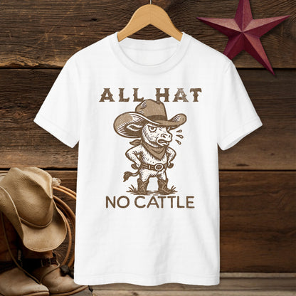 All Hat No Cattle Funny Cowboy Design T-Shirt