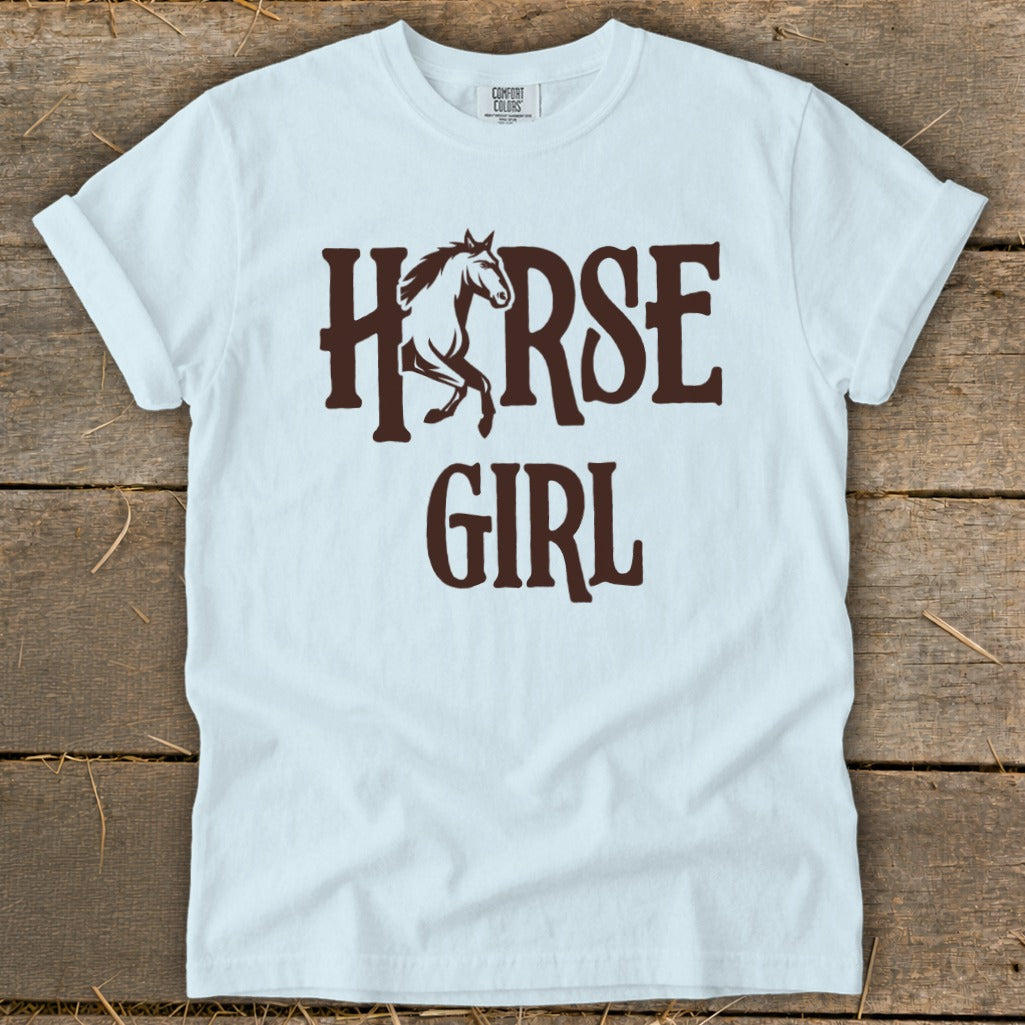 Light blue t-shirt with "HORSE GIRL" and a horse graphic.