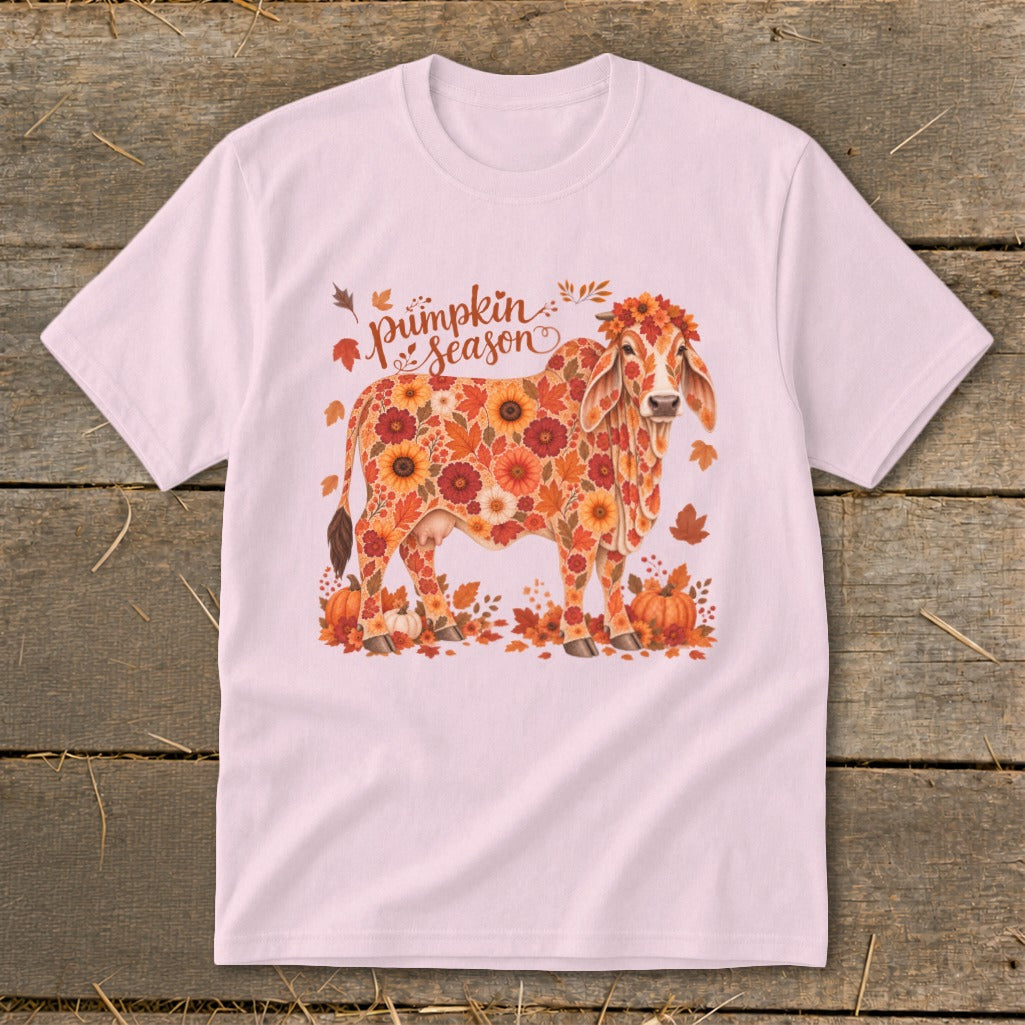 Fall Floral Brahman Cow Youth Tee